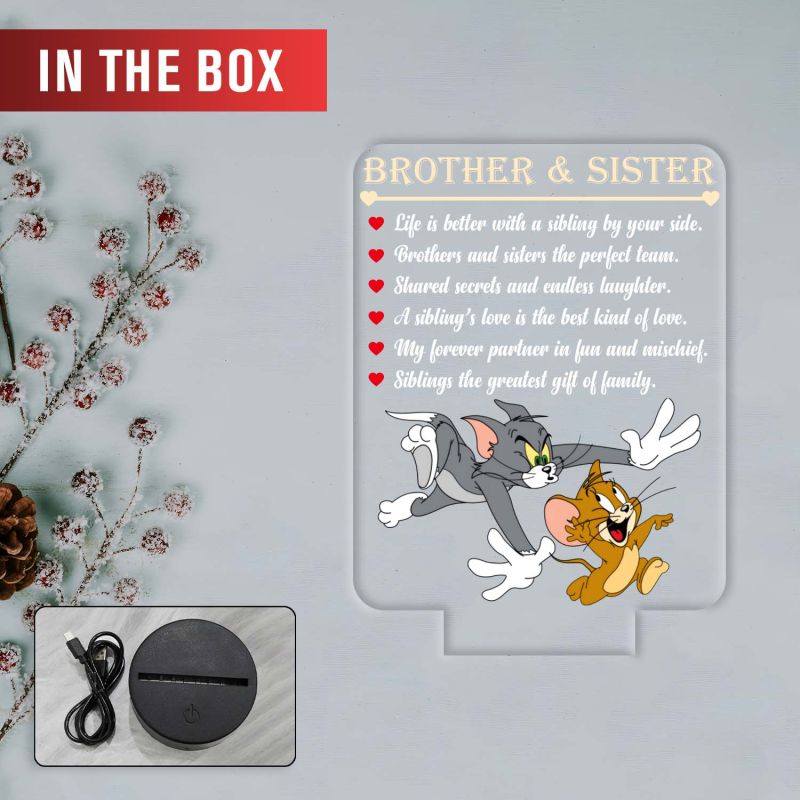 Brother Sister UV Print LED Night Lamp – Tom & Jerry Theme Acrylic Light